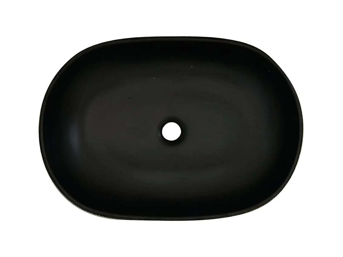 Vasque à poser Lavabo | Bac à laver noir ovale 59x40x14 cm céramique