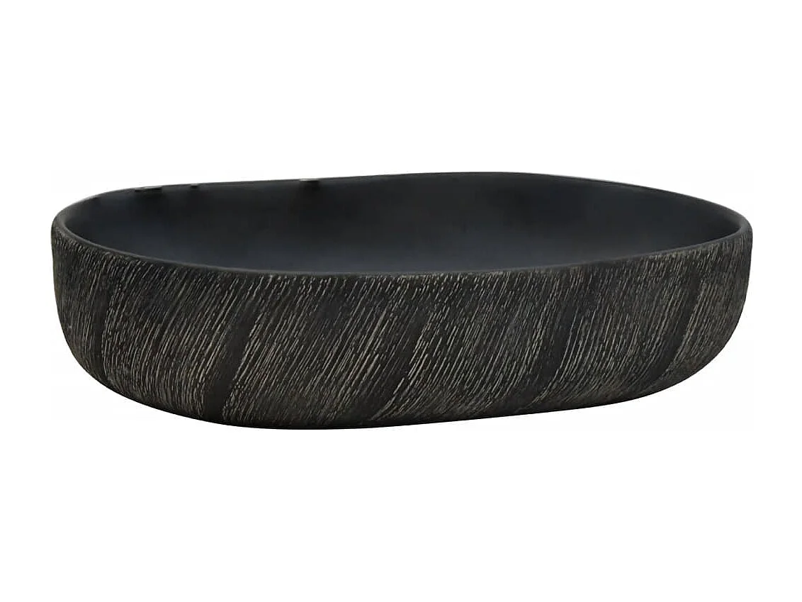 Vasque à poser Lavabo | Bac à laver noir ovale 59x40x14 cm céramique