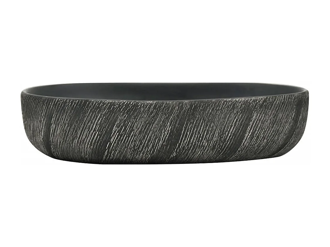 Vasque à poser Lavabo | Bac à laver noir ovale 59x40x14 cm céramique