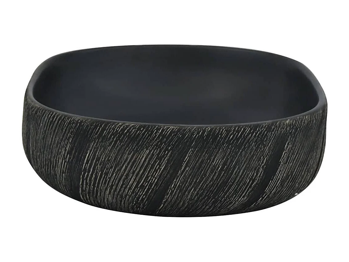 Vasque à poser Lavabo | Bac à laver noir ovale 59x40x14 cm céramique