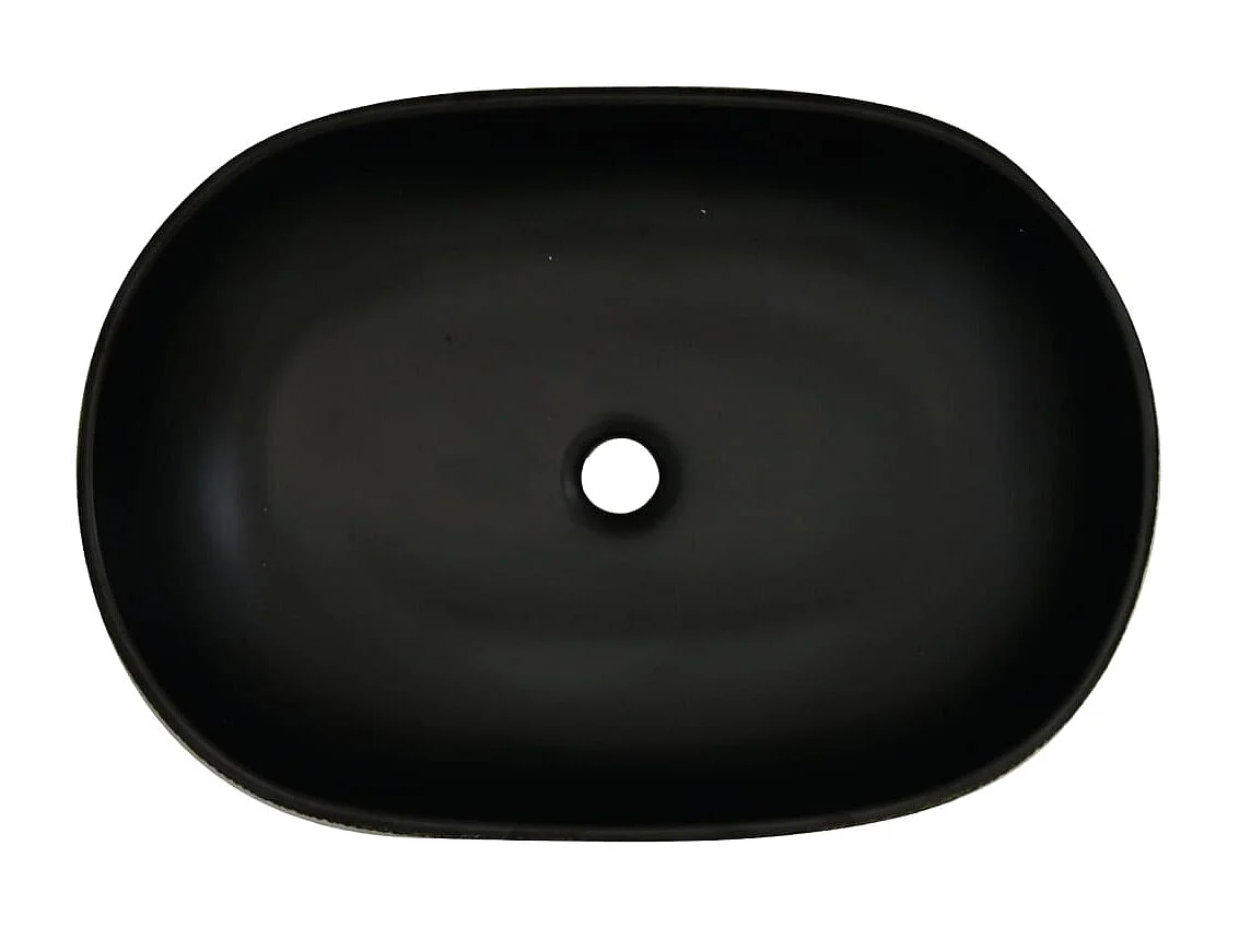 Vasque à poser Lavabo | Bac à laver noir ovale 59x40x14 cm céramique