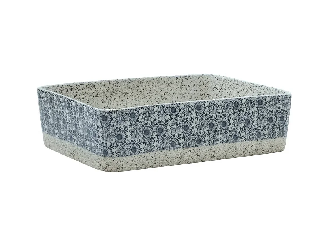 Vasque à poser Lavabo | Bac à laver gris/bleu rectangulaire 46x35,5x13 cm céramique