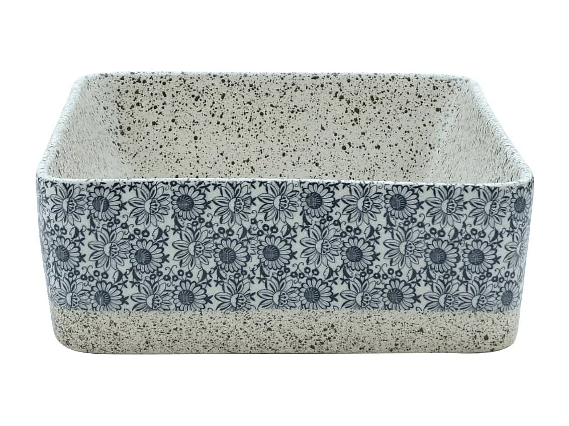 Vasque à poser Lavabo | Bac à laver gris/bleu rectangulaire 46x35,5x13 cm céramique
