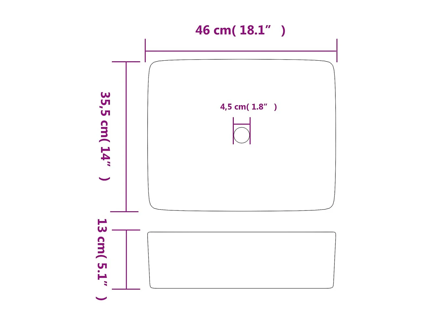 Vasque à poser Lavabo | Bac à laver gris/bleu rectangulaire 46x35,5x13 cm céramique