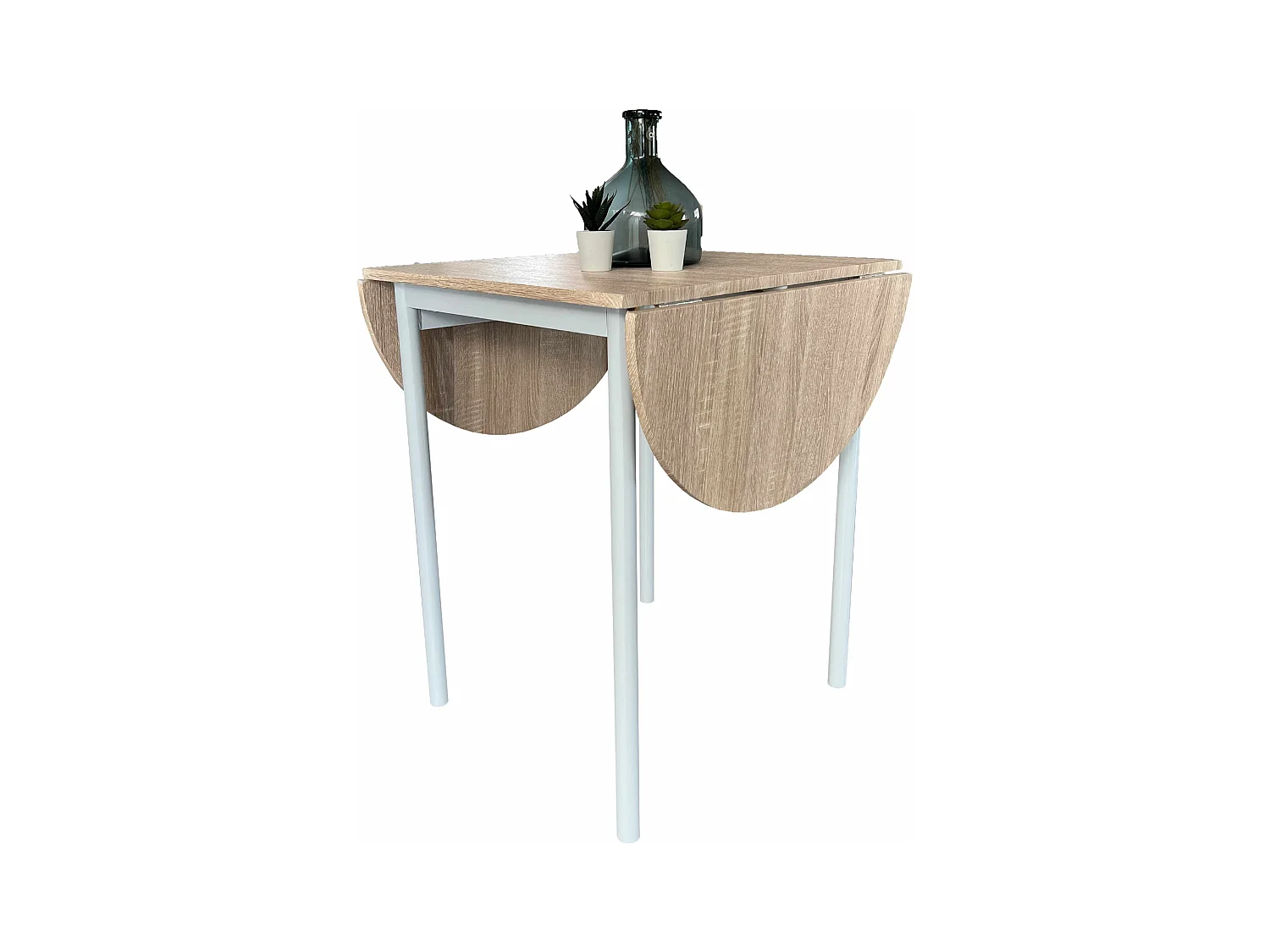 Table de cuisine extensible Butterfly et 2 chaises, chêne et blanc, 55-115 x 61 x 74 cm