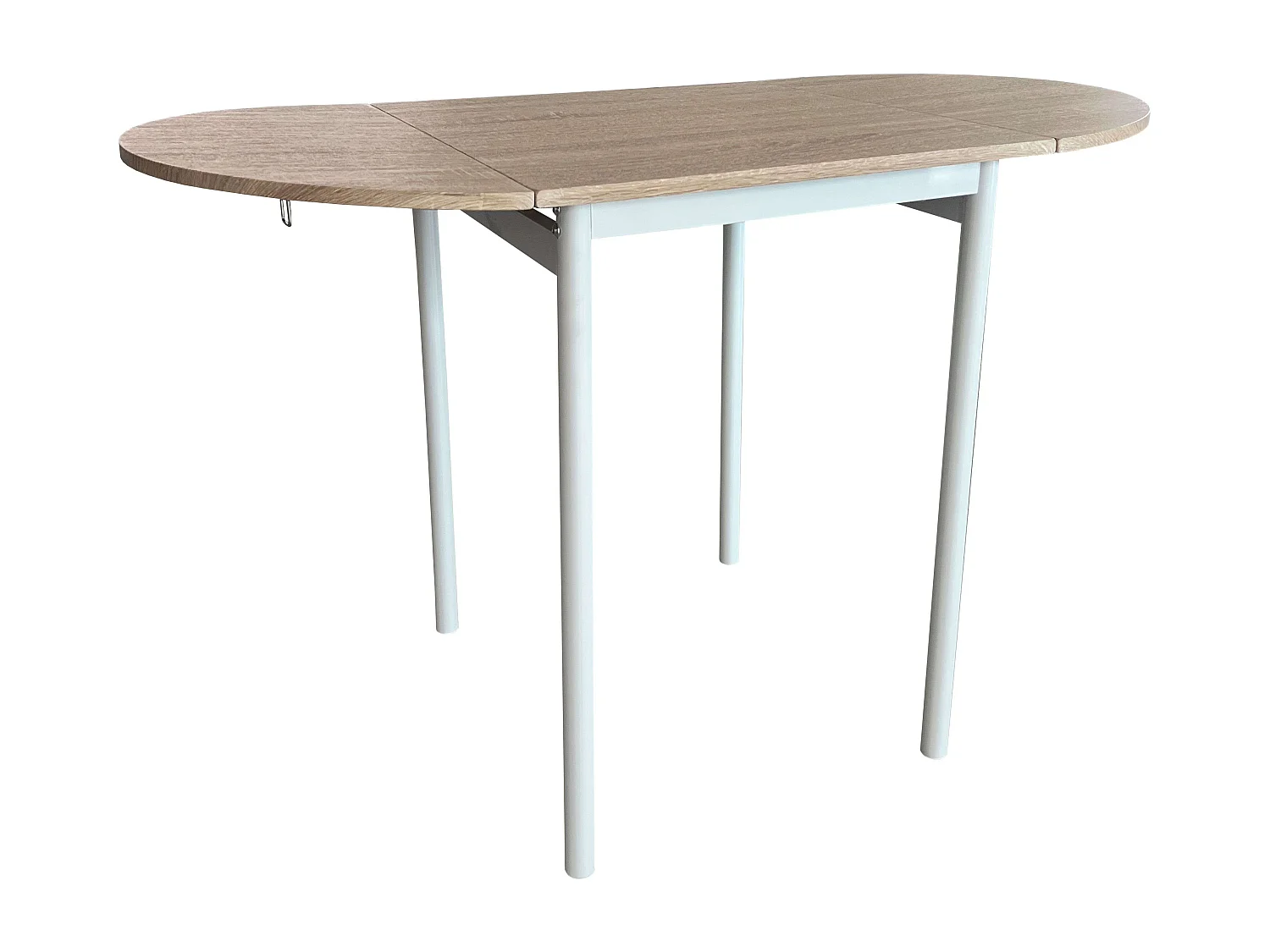 Mesa de cozinha extensível Butterfly e 2 cadeiras, carvalho e branco, 55-115 x 61 x 74 cm