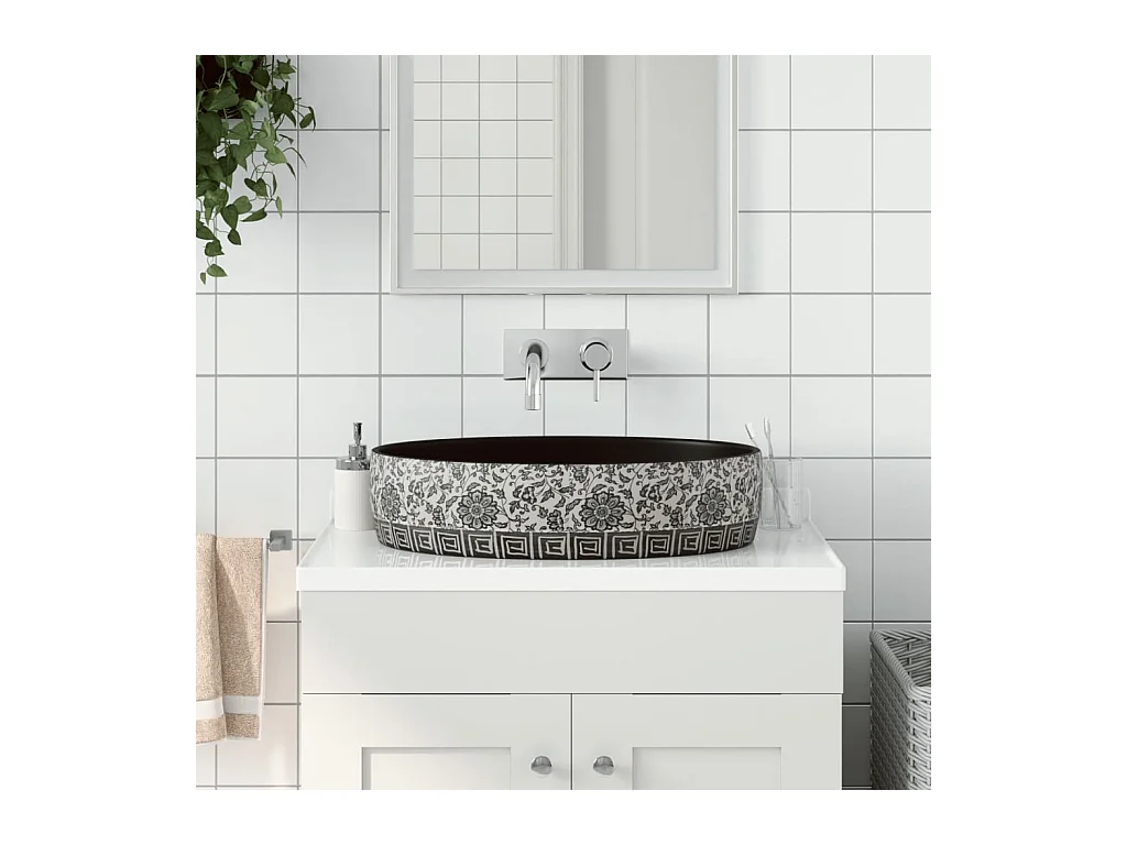 Vasque à poser Lavabo | Bac à laver noir et bleu ovale 56,5x36,5x13,5 cm céramique