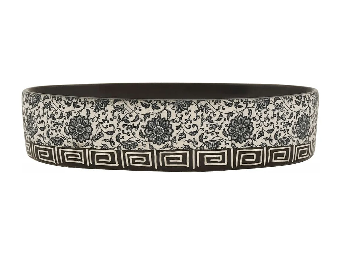 Vasque à poser Lavabo | Bac à laver noir et bleu ovale 56,5x36,5x13,5 cm céramique