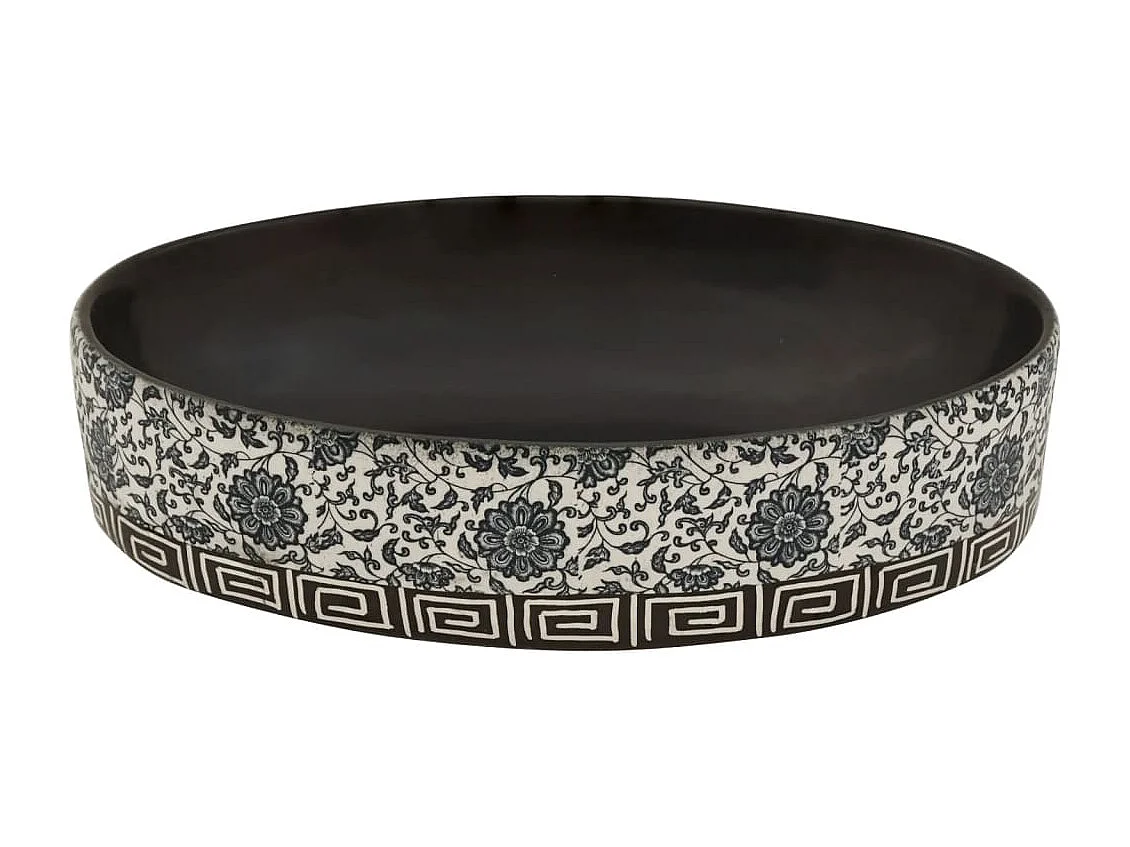 Vasque à poser Lavabo | Bac à laver noir et bleu ovale 56,5x36,5x13,5 cm céramique