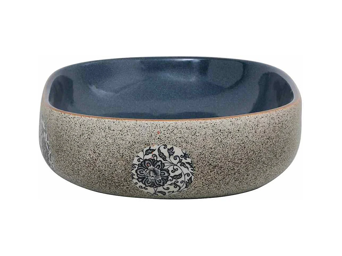 Vasque à poser Lavabo | Bac à laver sable et bleu ovale 59x40x14 cm céramique