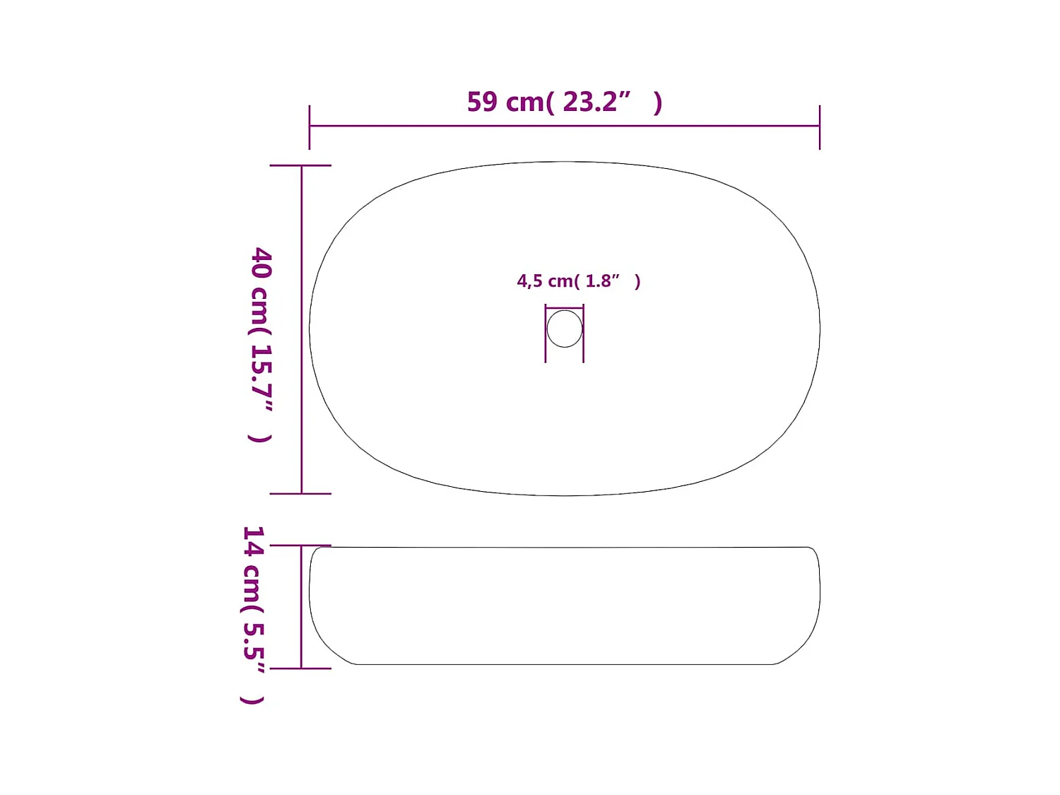 Vasque à poser Lavabo | Bac à laver sable et bleu ovale 59x40x14 cm céramique