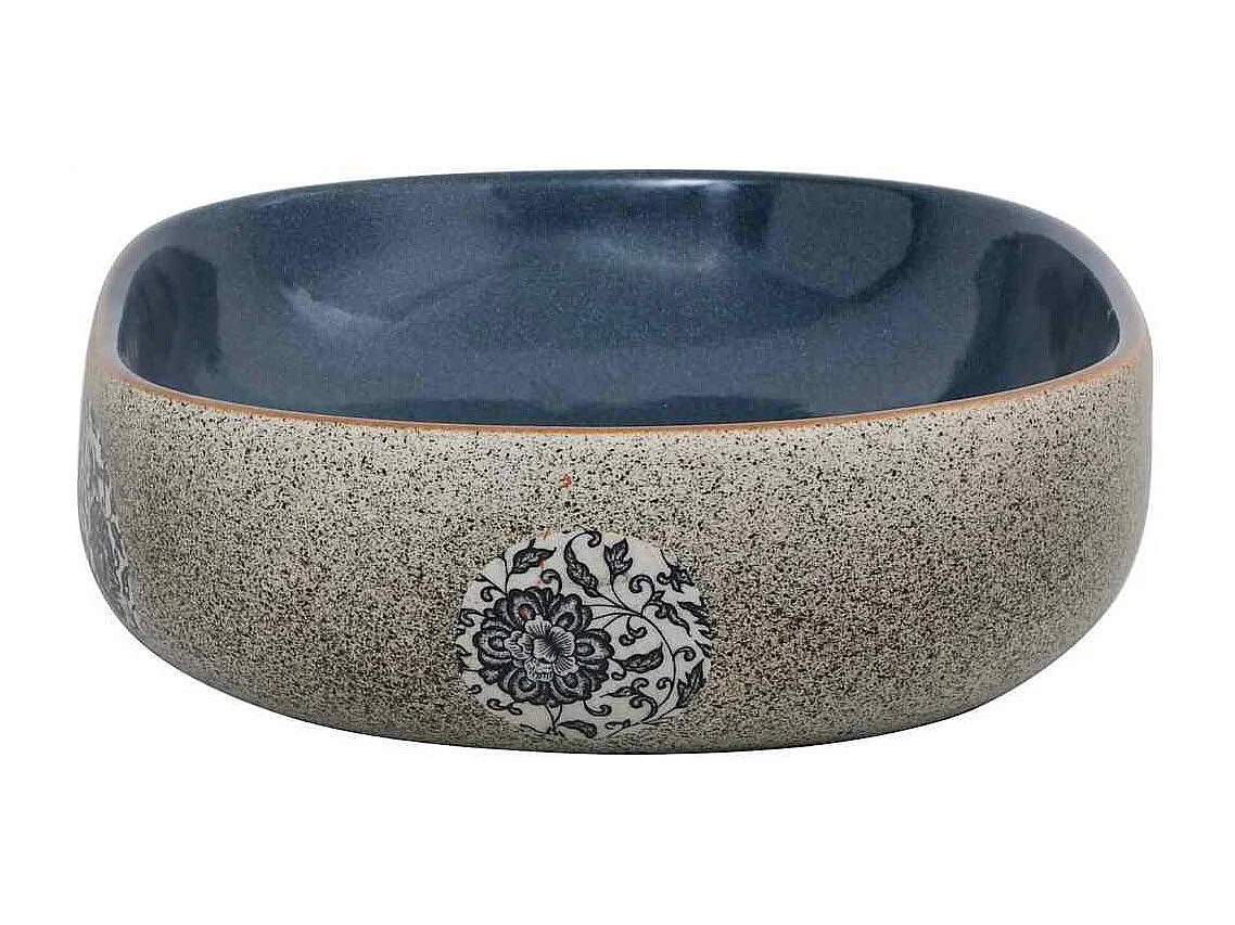 Vasque à poser Lavabo | Bac à laver sable et bleu ovale 59x40x14 cm céramique