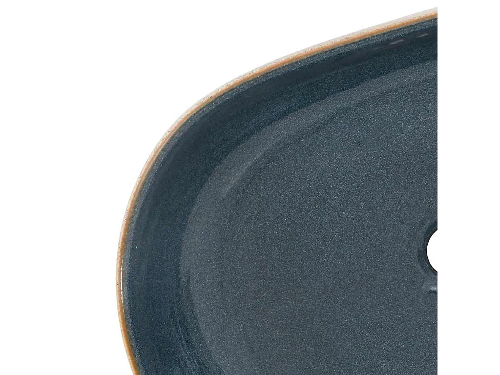 Vasque à poser Lavabo | Bac à laver sable et bleu ovale 59x40x14 cm céramique