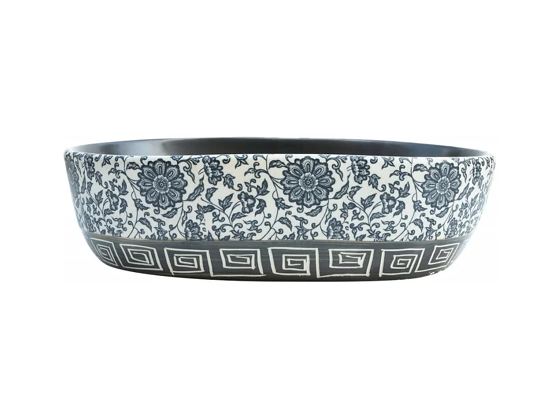 Vasque à poser Lavabo | Bac à laver noir et bleu ovale 47x33x13 cm céramique