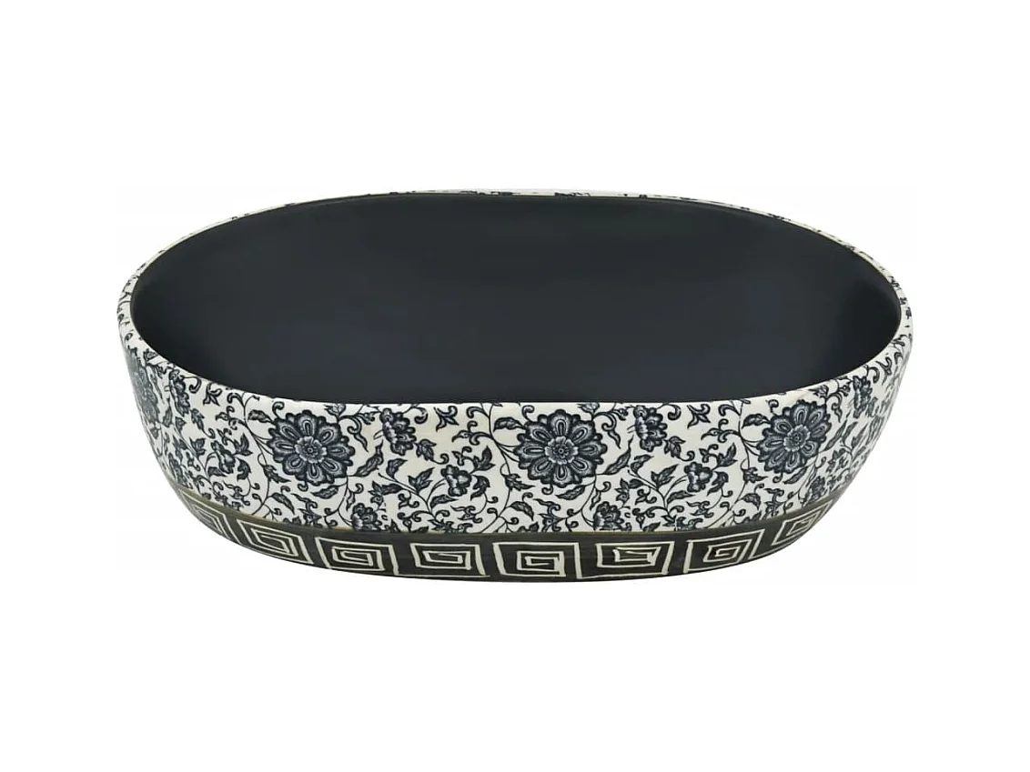 Vasque à poser Lavabo | Bac à laver noir et bleu ovale 47x33x13 cm céramique