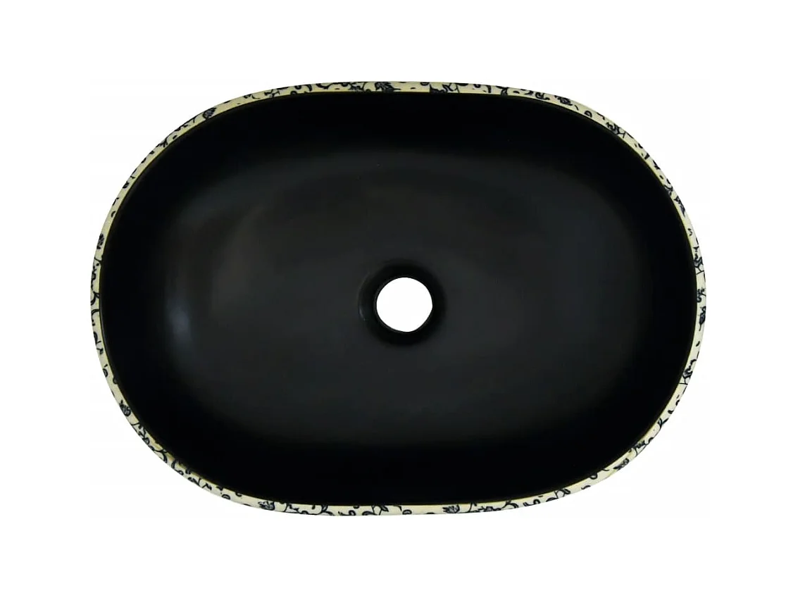 Vasque à poser Lavabo | Bac à laver noir et bleu ovale 47x33x13 cm céramique