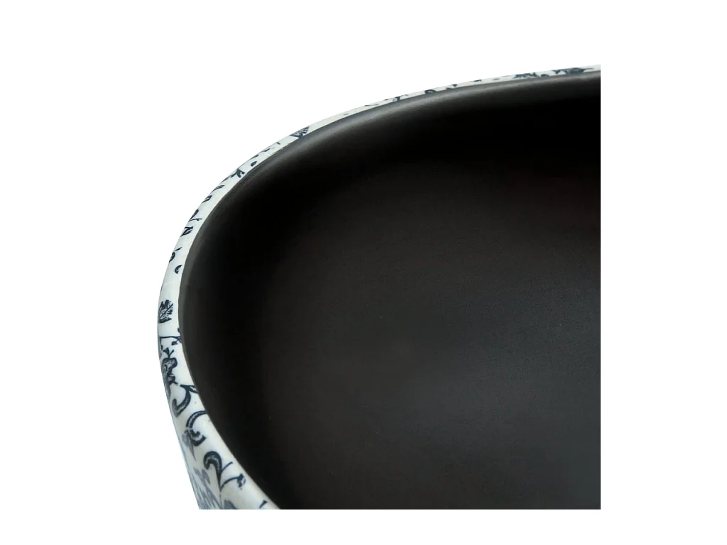 Vasque à poser Lavabo | Bac à laver noir et bleu ovale 47x33x13 cm céramique