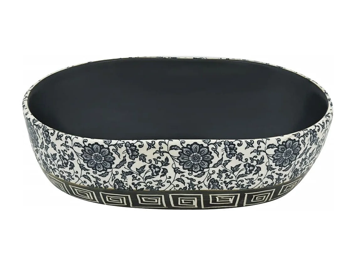 Vasque à poser Lavabo | Bac à laver noir et bleu ovale 47x33x13 cm céramique