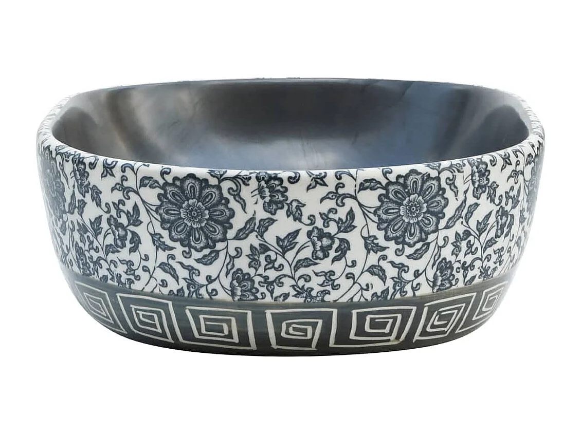 Vasque à poser Lavabo | Bac à laver noir et bleu ovale 47x33x13 cm céramique