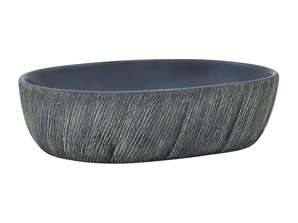 Vasque à poser Lavabo | Bac à laver noir et gris ovale 47x33x13 cm céramique
