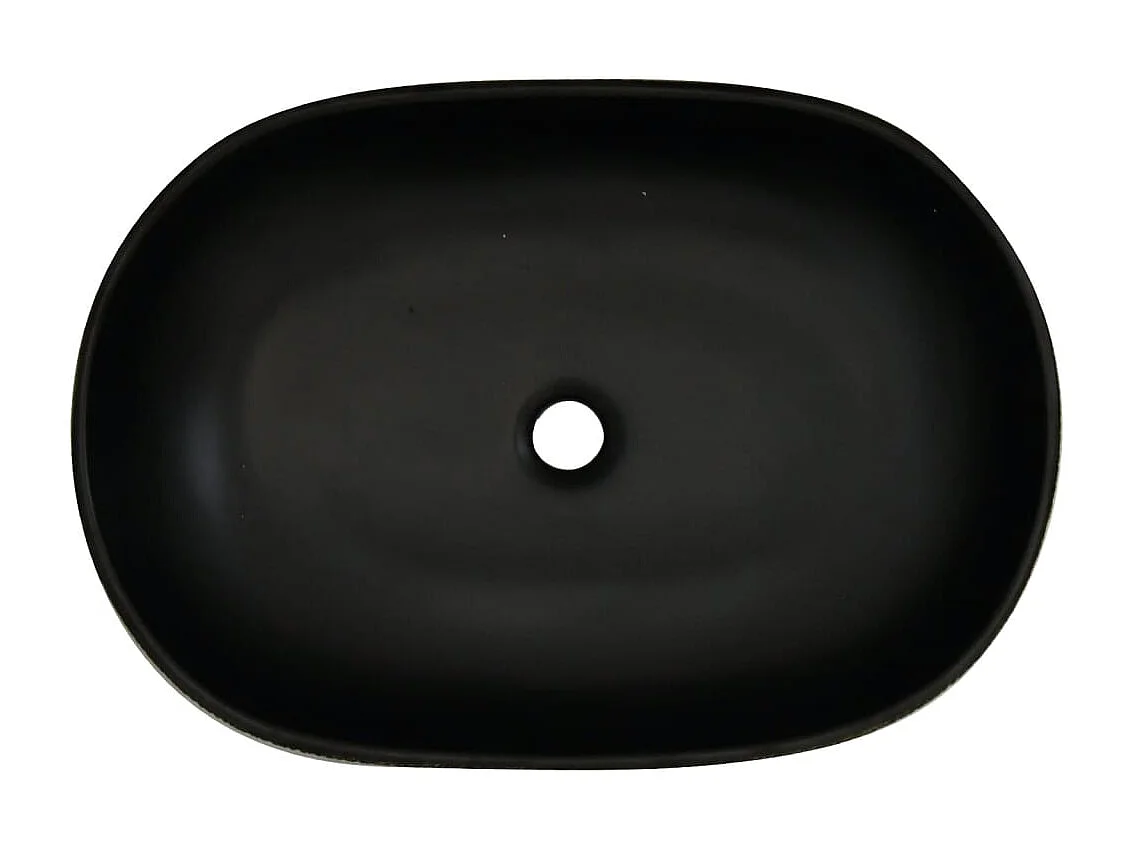 Vasque à poser Lavabo | Bac à laver gris et noir ovale 59x40x14 cm céramique
