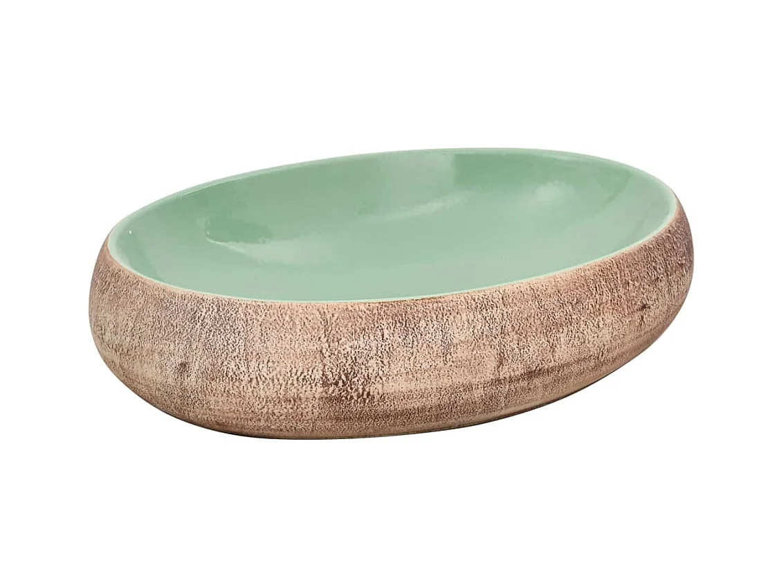 Vasque à poser Lavabo | Bac à laver vert et marron ovale 59x40x15 cm céramique