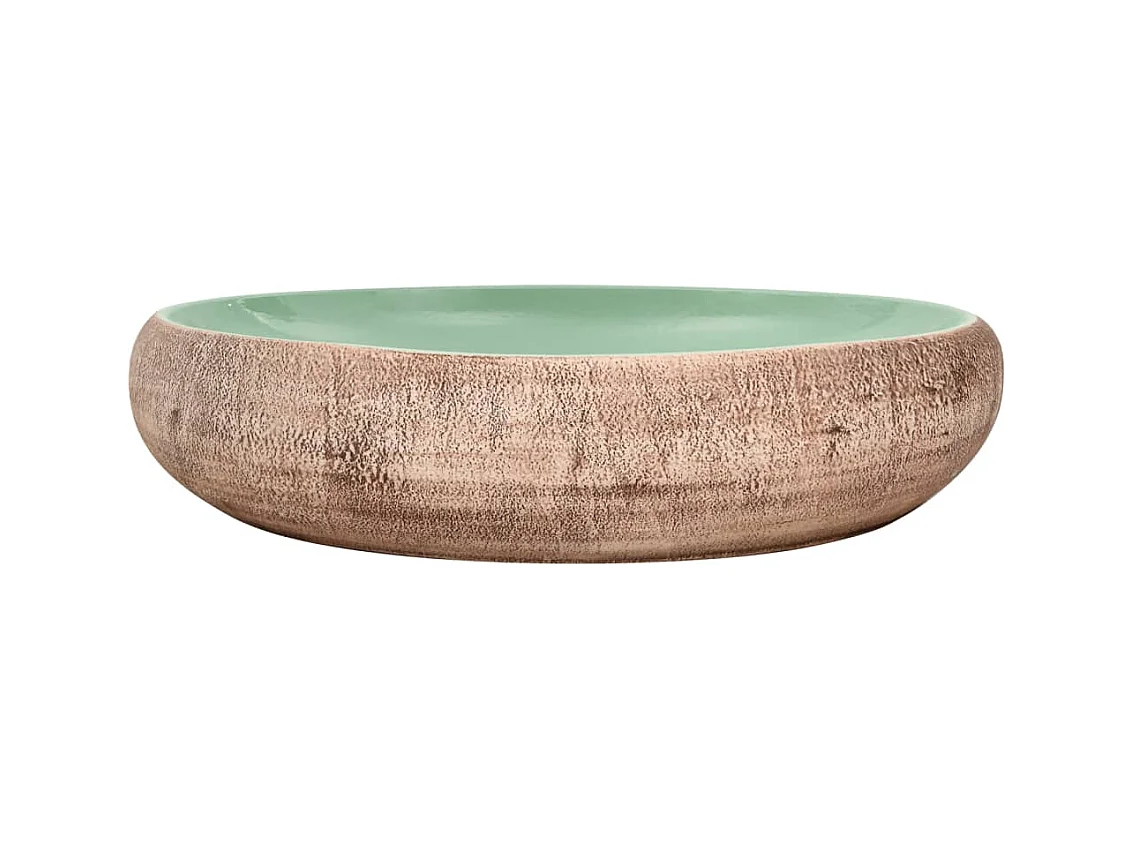 Vasque à poser Lavabo | Bac à laver vert et marron ovale 59x40x15 cm céramique