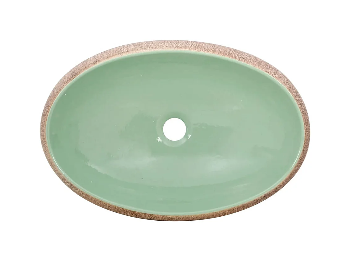 Vasque à poser Lavabo | Bac à laver vert et marron ovale 59x40x15 cm céramique