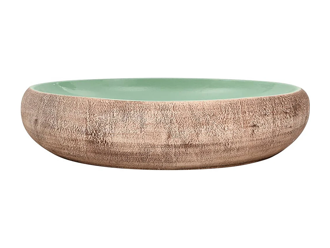 Vasque à poser Lavabo | Bac à laver vert et marron ovale 59x40x15 cm céramique