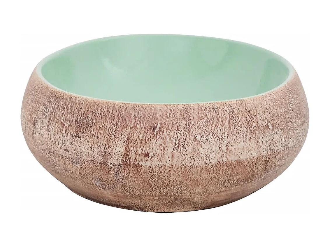 Vasque à poser Lavabo | Bac à laver vert et marron ovale 59x40x15 cm céramique