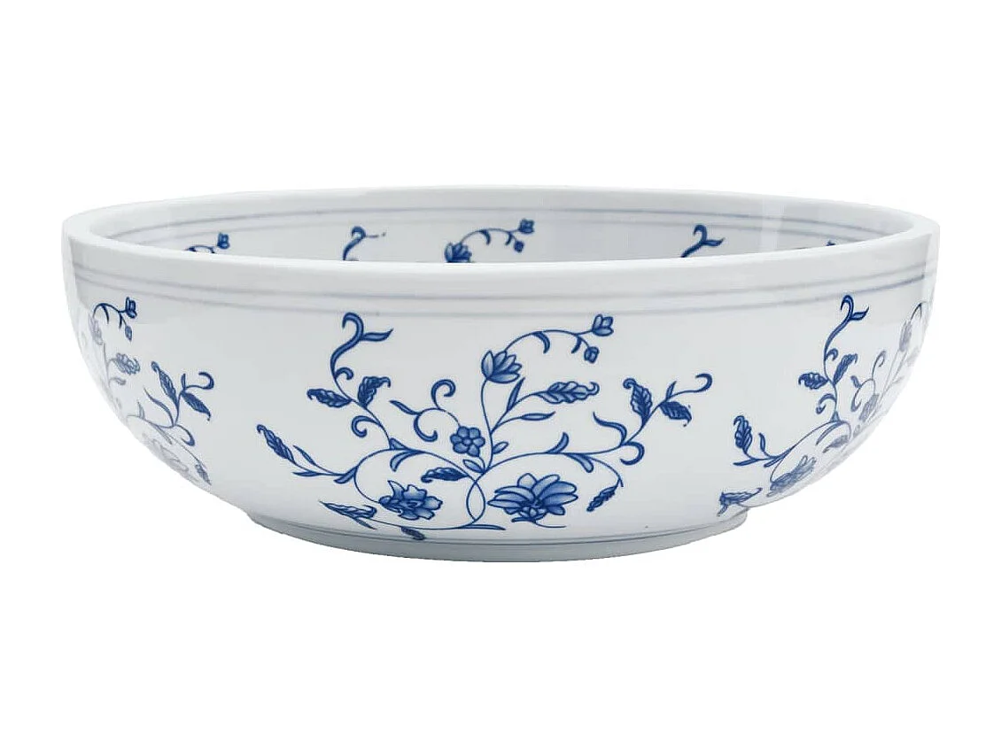 Vasque à poser Lavabo | Bac à laver blanc et bleu rond Φ41x14 cm céramique