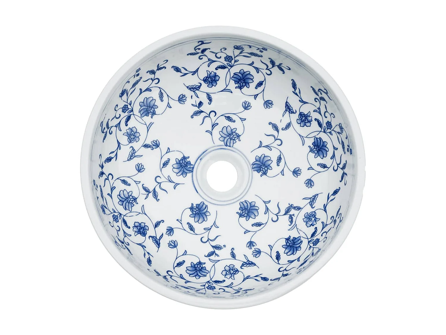 Vasque à poser Lavabo | Bac à laver blanc et bleu rond Φ41x14 cm céramique