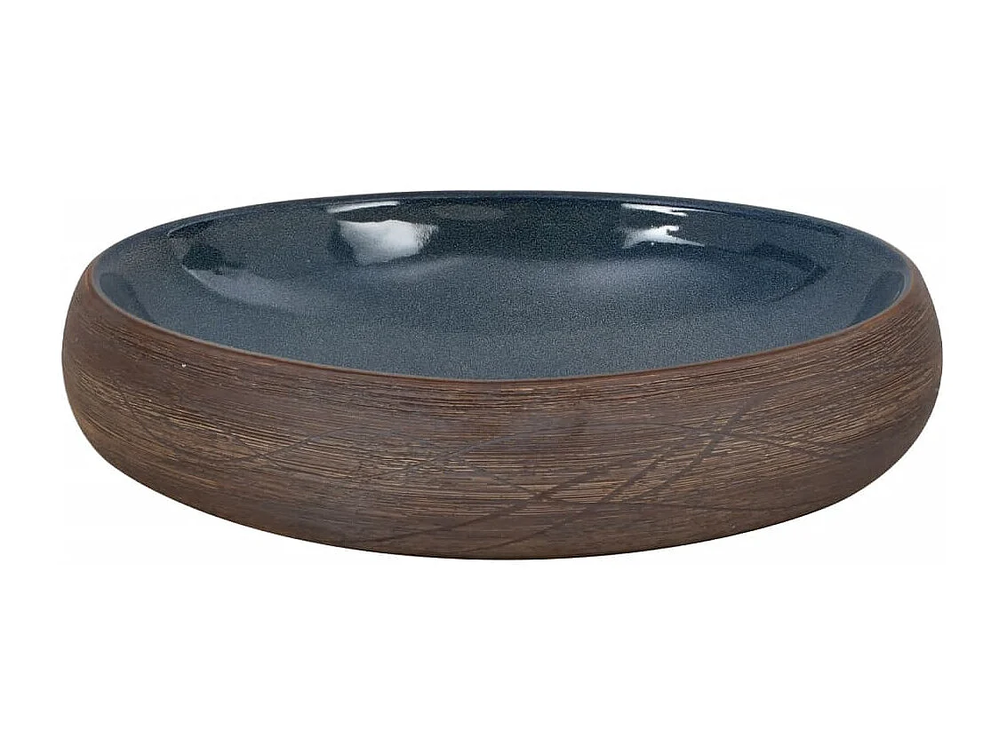 Vasque à poser Lavabo | Bac à laver marron et bleu ovale 59x40x15 cm céramique