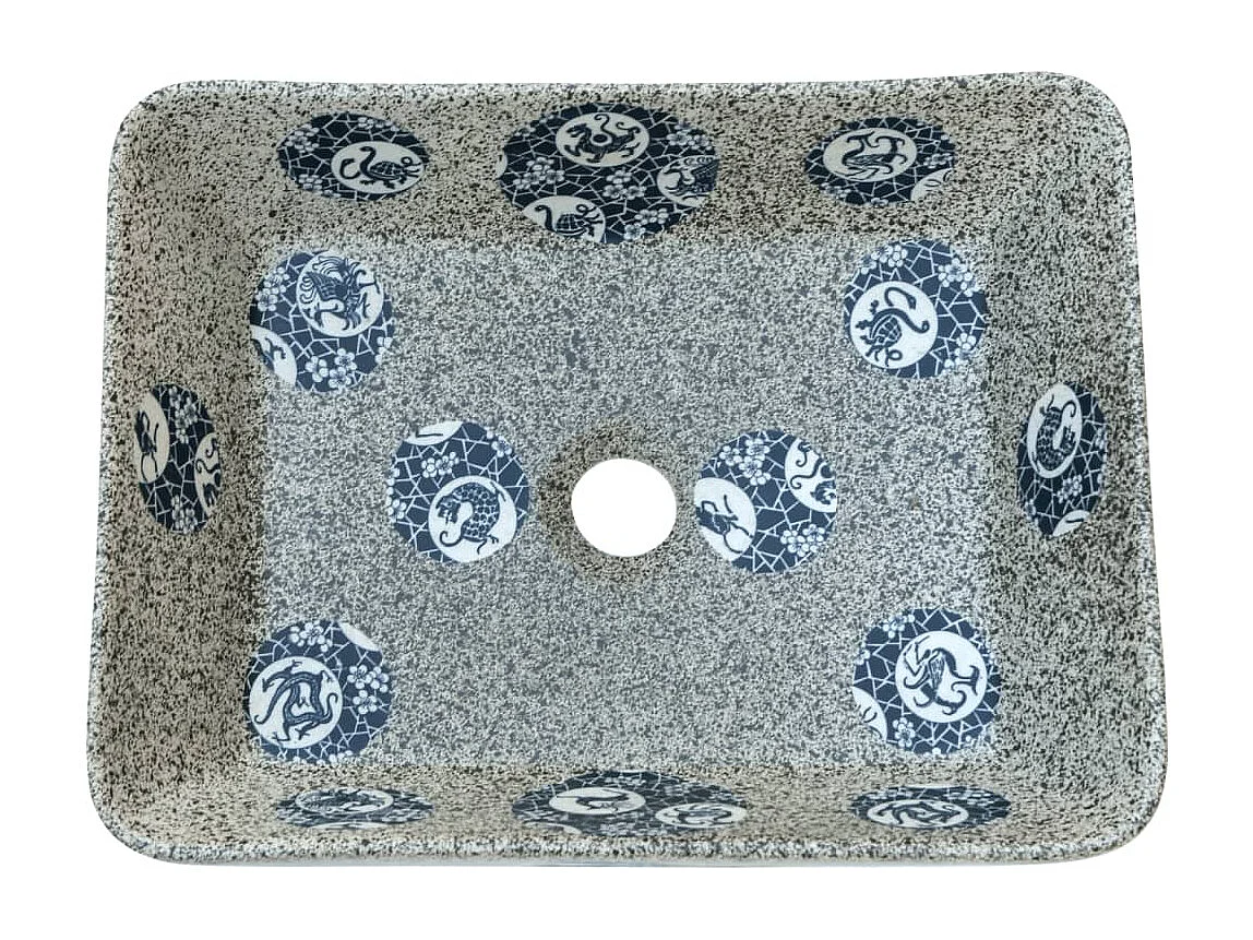 Vasque à poser Lavabo | Bac à laver multicolore rectangulaire 46x35,5x13cm céramique