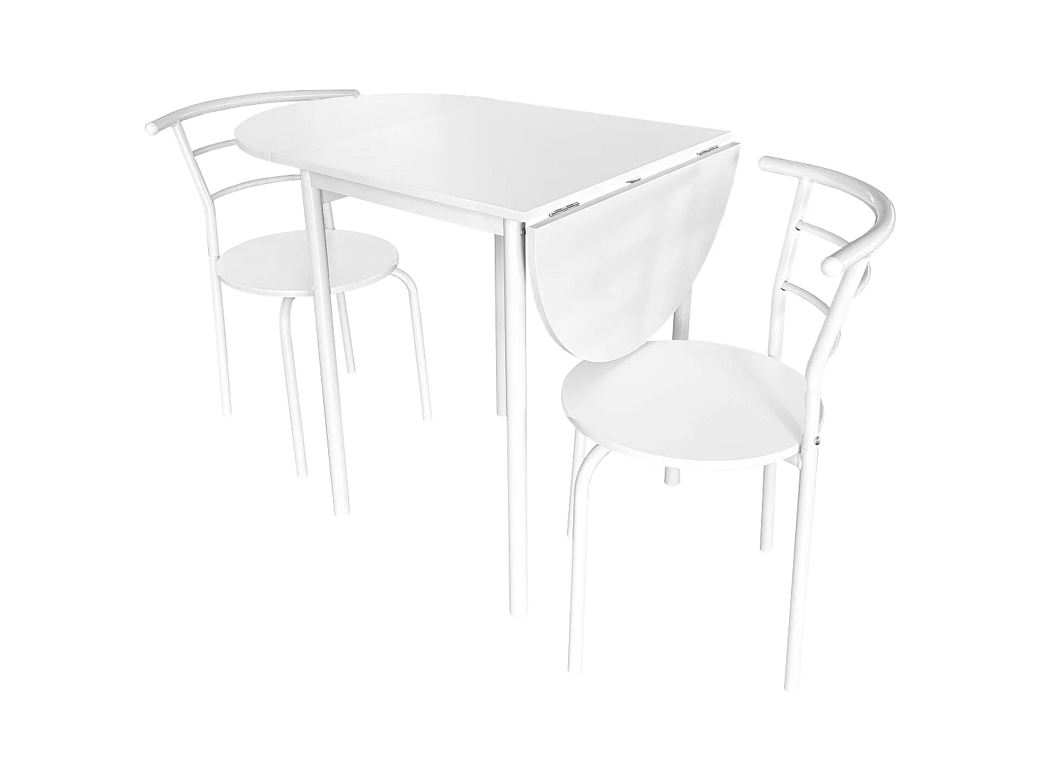 Pack de Mesa Extensible y 2 Sillas Cocina Butterfly,Blanco 55-115x61x74 cm