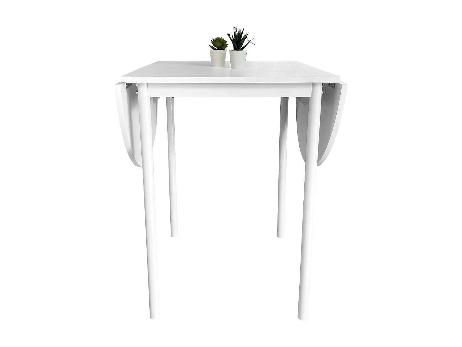 Mesa de cozinha extensível Butterfly e 2 cadeiras, brancas, 55-115 x 61 x 74 cm