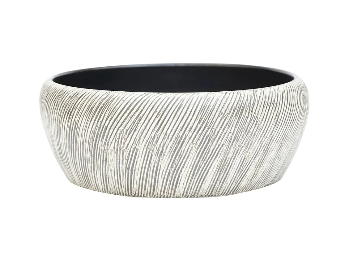 Vasque à poser Lavabo | Bac à laver noir et gris rond Φ41x14 cm céramique