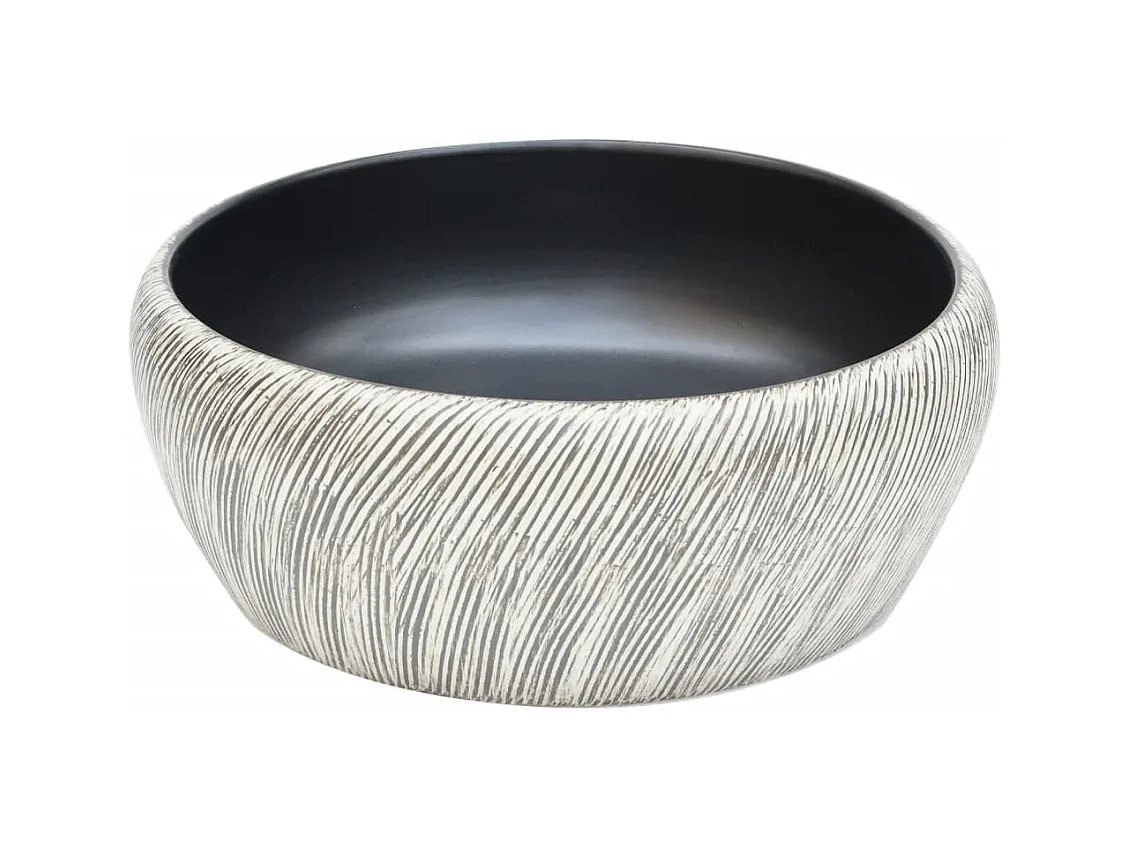 Vasque à poser Lavabo | Bac à laver noir et gris rond Φ41x14 cm céramique