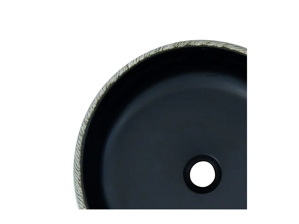 Vasque à poser Lavabo | Bac à laver noir et gris rond Φ41x14 cm céramique