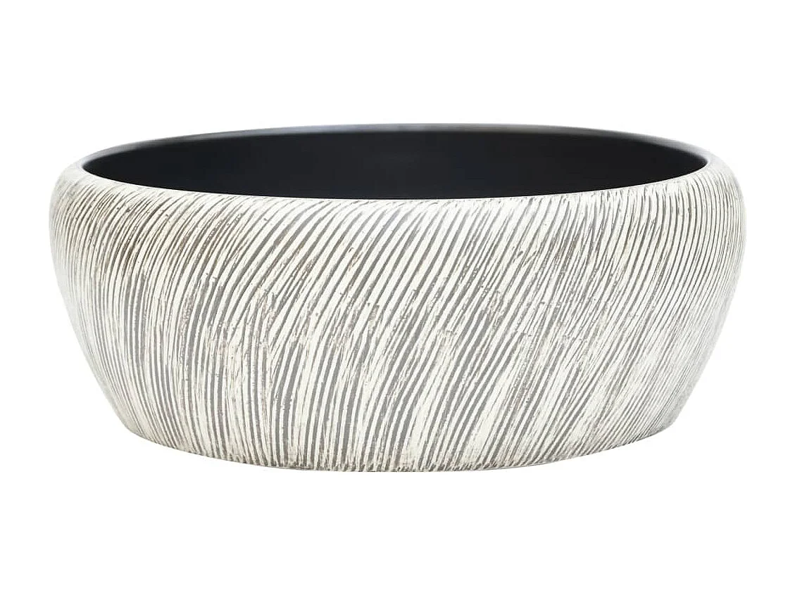 Vasque à poser Lavabo | Bac à laver noir et gris rond Φ41x14 cm céramique