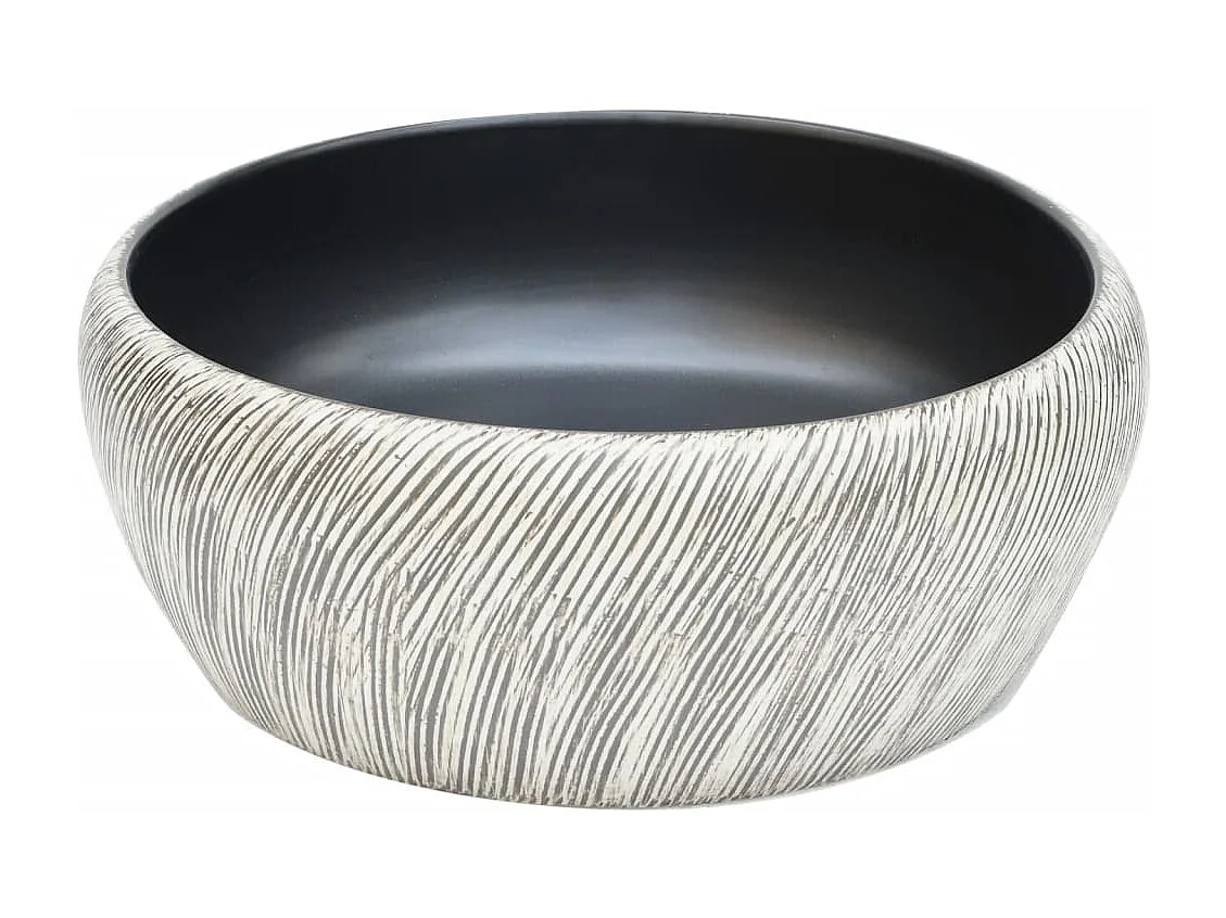 Vasque à poser Lavabo | Bac à laver noir et gris rond Φ41x14 cm céramique