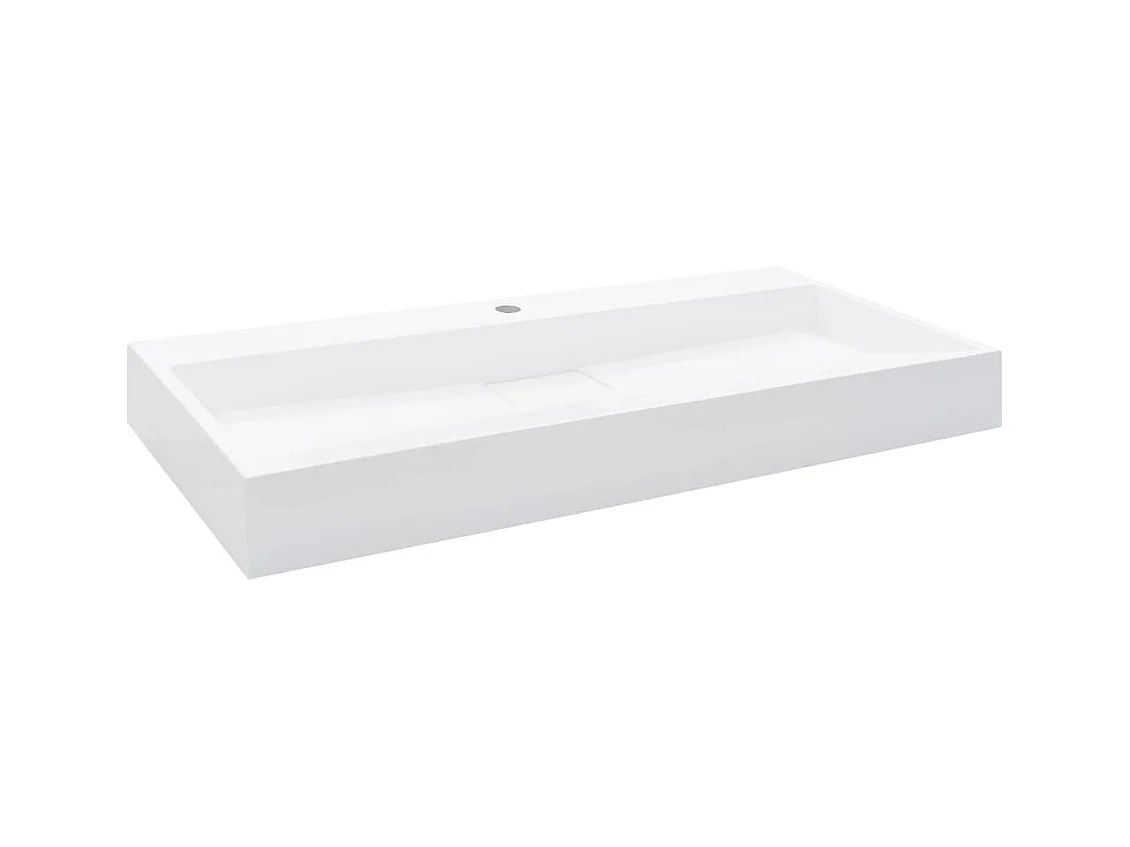 Lavabo salle de bain-Vasque à poser 100x46x11 cm Fonte minérale/marbre Blanc