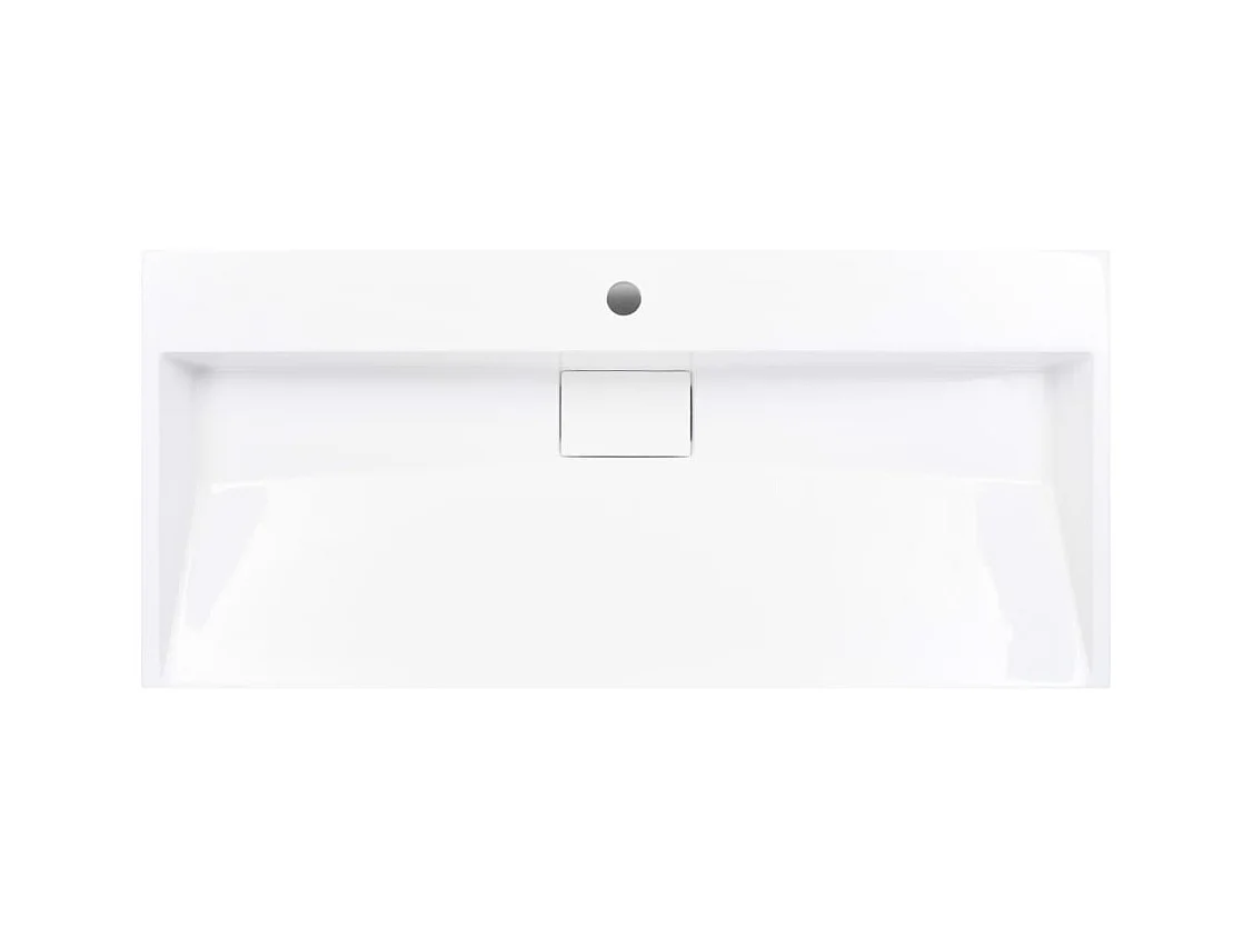 Lavabo salle de bain-Vasque à poser 100x46x11 cm Fonte minérale/marbre Blanc