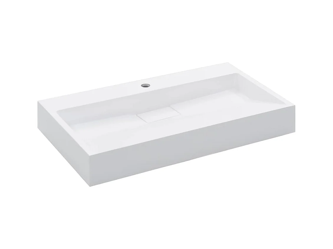 Lavabo salle de bain-Vasque à poser 80x46x11 cm Fonte minérale/marbre Blanc