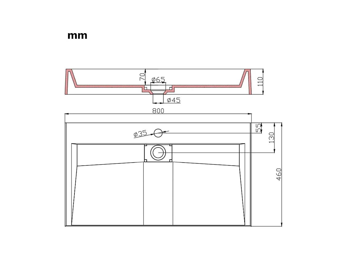 Lavabo salle de bain-Vasque à poser 80x46x11 cm Fonte minérale/marbre Blanc