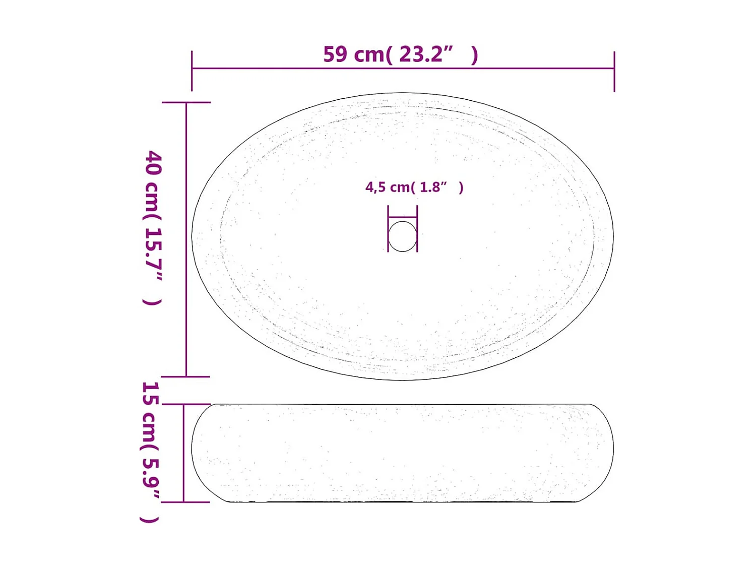 Vasque à poser Lavabo | Bac à laver blanc et doré ovale 59x40x15 cm céramique