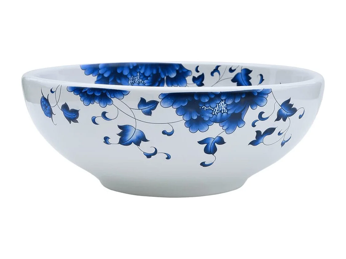 Vasque à poser Lavabo | Bac à laver blanc et bleu rond Φ41x14 cm céramique