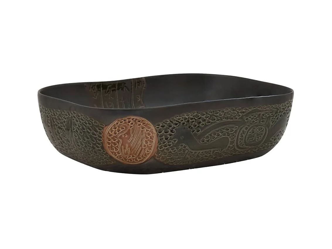 Vasque à poser Lavabo | Bac à laver noir rectangulaire 48x37,5x13,5 cm céramique