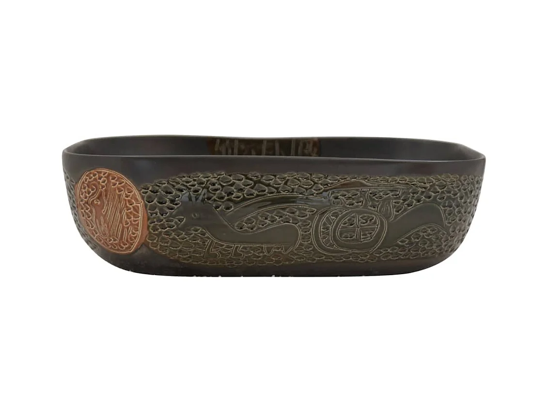 Vasque à poser Lavabo | Bac à laver noir rectangulaire 48x37,5x13,5 cm céramique