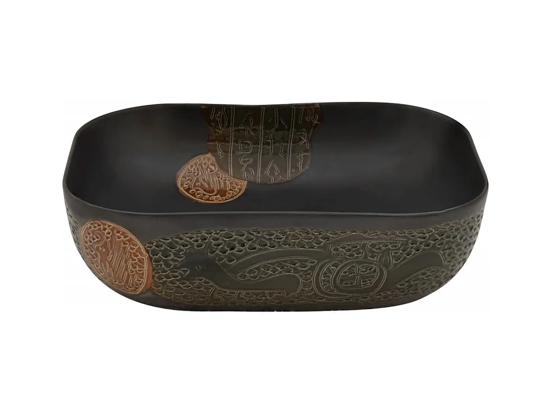 Vasque à poser Lavabo | Bac à laver noir rectangulaire 48x37,5x13,5 cm céramique